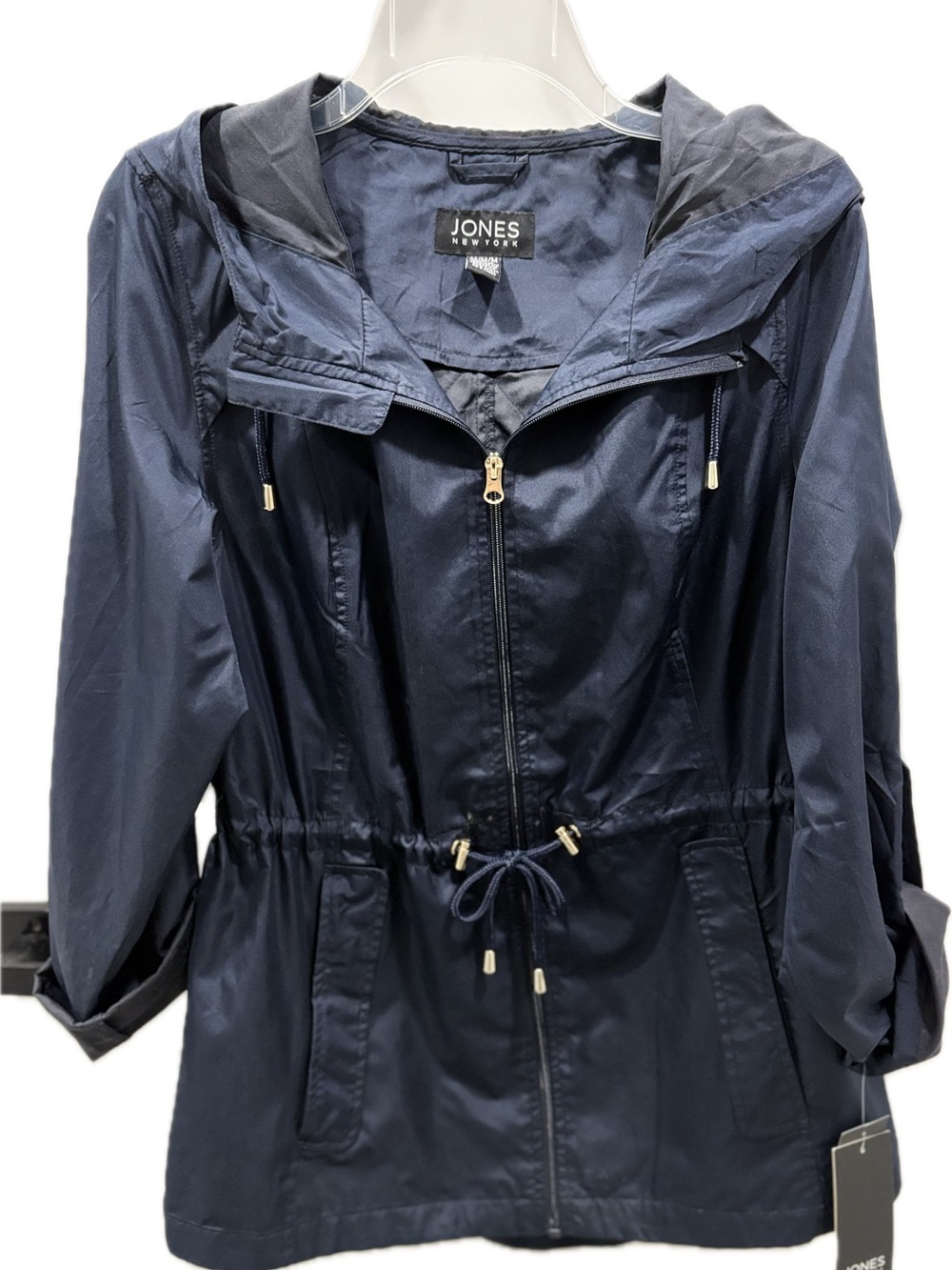 Jones New York Packable Water-Resistant Anorak Jacket | Size M | Classic Navy - Picture 1 of 4